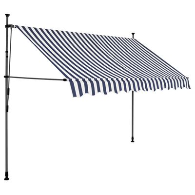 vidaXL Manual Retractable Awning with LED 300 cm Blue and White