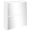 vidaXL Shoe Cabinet with Mirror 2-Layer High Gloss White 63x17x67 cm