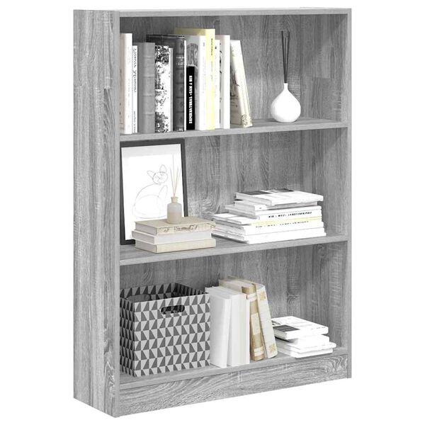vidaXL Bookcase Grey Sonoma 80x24x109 cm Engineered Wood