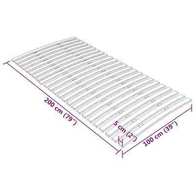 vidaXL Slatted Bed Base with 24 Slats 100x200 cm