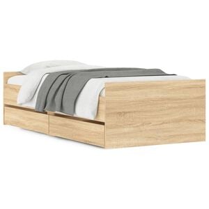vidaXL Bed Frame with Drawers without Mattress Sonoma Oak 90x190 cm Single