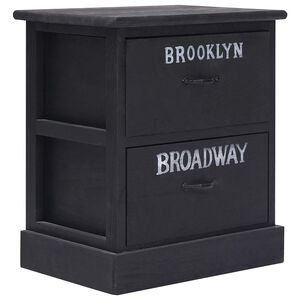 vidaXL Nightstand Black 38x28x45 cm Paulownia Wood