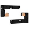 vidaXL TV Units Wall-mounted 4 pcs Black Oak Engineered wood