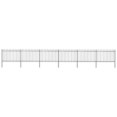 vidaXL Garden Fence with Hoop Top Steel 10.2x1.2 m Black