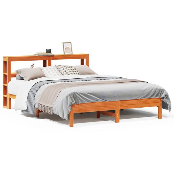 vidaXL Bed Frame without Mattress Wax Brown 135x190 cm Double Solid Wood Pine