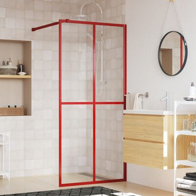 vidaXL Walk-in Shower Wall with Clear ESG Glass Red 80x195 cm
