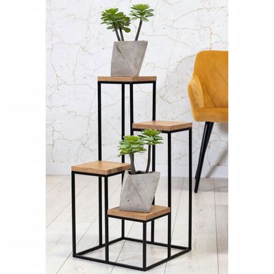 Home&Styling Plant Stand with 4 Shelves Natural and Black