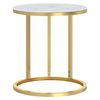 vidaXL Side Table Gold and White Marble 45 cm Tempered Glass