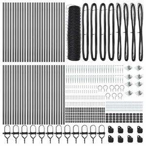 vidaXL Hexagonal Fence with Post 100 x 0.4 m PVC-Coated Steel Grey