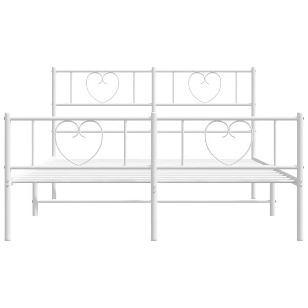 vidaXL Metal Bed Frame without Mattress with Footboard White 140x200cm