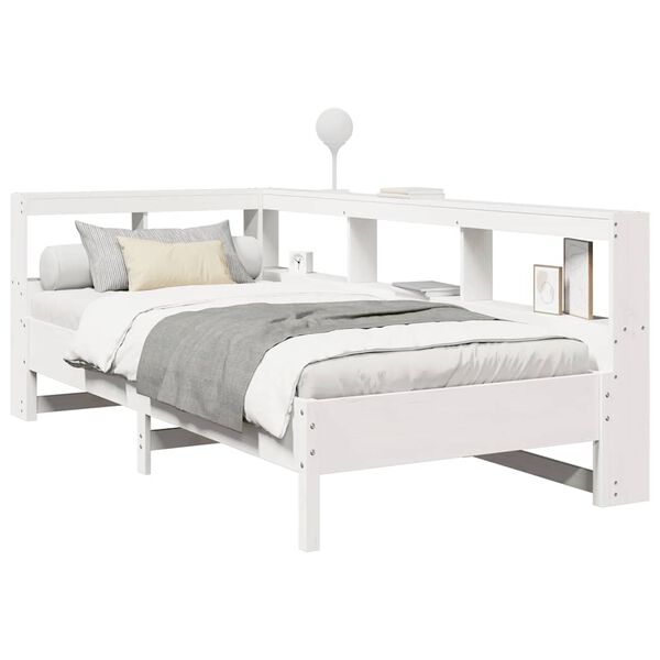 vidaXL Bookcase Bed without Mattress White 90x190 cm Solid Wood Pine