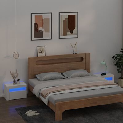 vidaXL Bedside Cabinets 2 pcs with LEDs White 60x35x40 cm