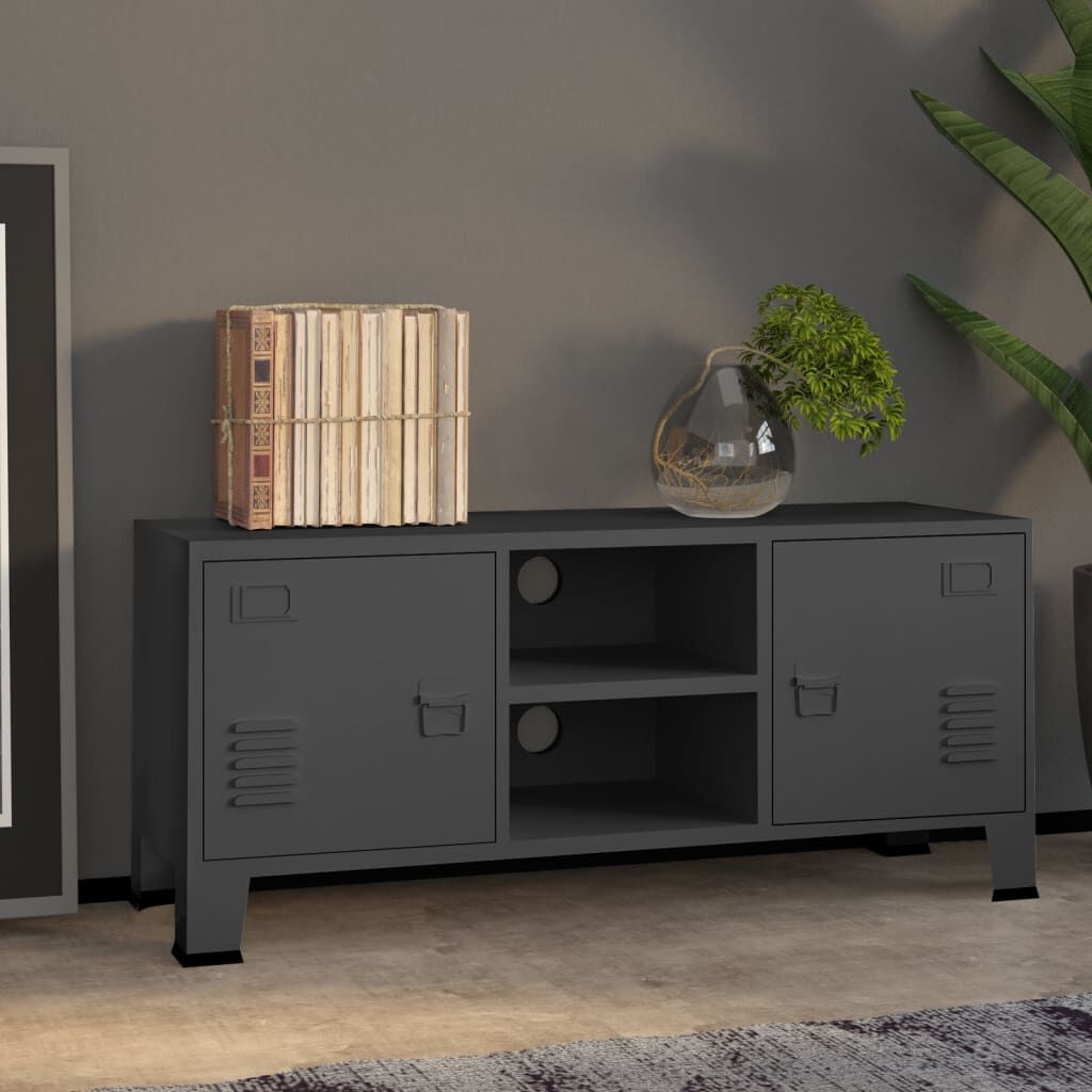 Grey industrial shop tv unit