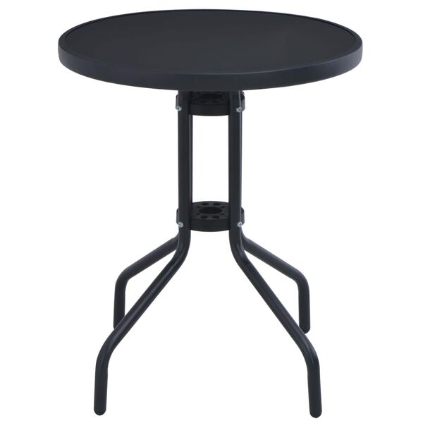vidaXL Garden Table Black 80 cm Steel and Glass