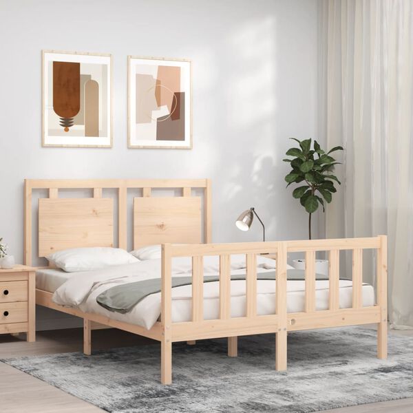 vidaXL Bed Frame without Mattress Small Double Solid Wood Pine