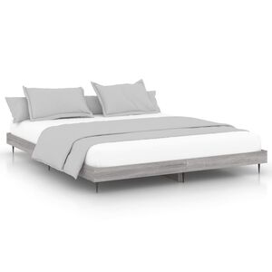vidaXL Bed Frame without Mattress Grey Sonoma 180x200 cm Super King Engineered Wood