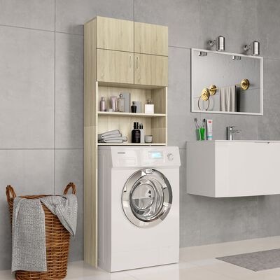 vidaXL Washing Machine Cabinet Sonoma Oak 64x25.5x190 cm Engineered Wood
