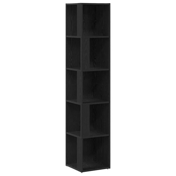 vidaXL Corner Shelves Black Oak 33 x 33 x 164.5 cm Engineered Wood