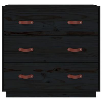 vidaXL Sideboard Black 80x40x75 cm Solid Wood Pine