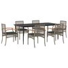 vidaXL 7 Piece Garden Dining Set with Cushions Grey Poly Rattan