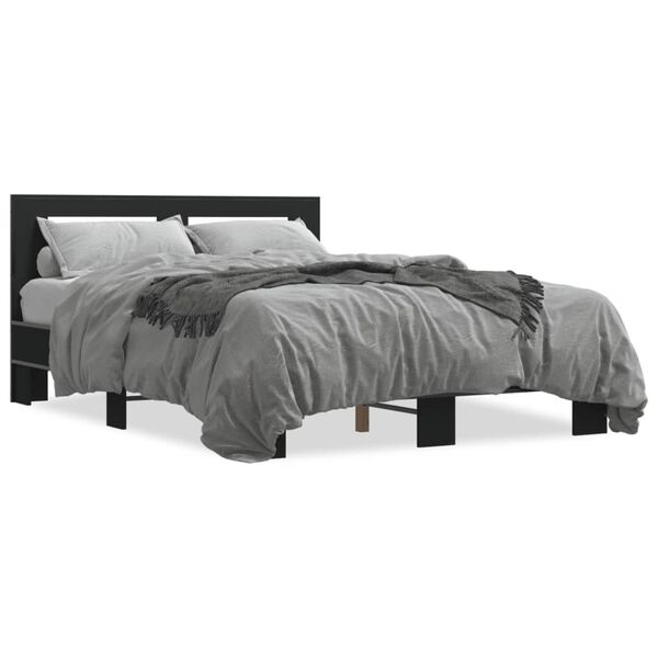 vidaXL Bed Frame without Mattress Black 140x190 cm
