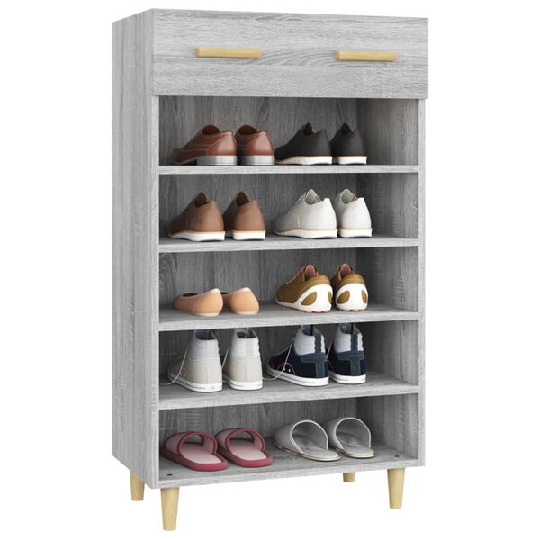vidaXL Shoe Cabinet Grey Sonoma 60x35x105 cm Engineered Wood