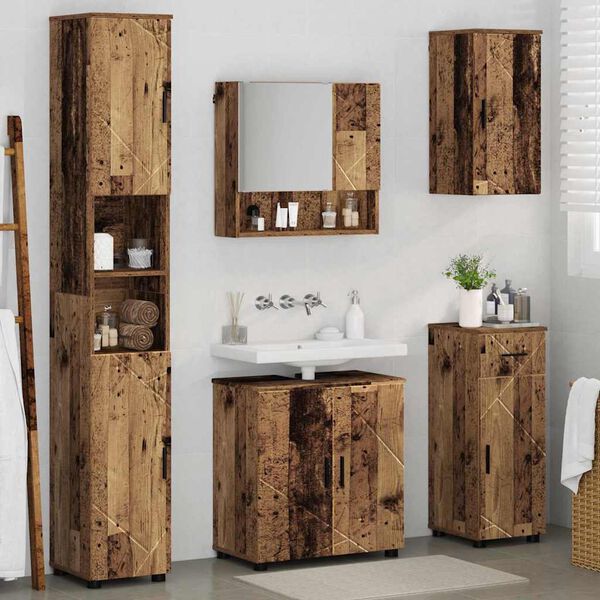 vidaXL Bathroom Furniture Set 5 pcs Old Wood Engineered wood & Metal