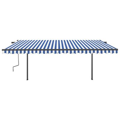 vidaXL Manual Retractable Awning with LED 5x3 m Blue and White
