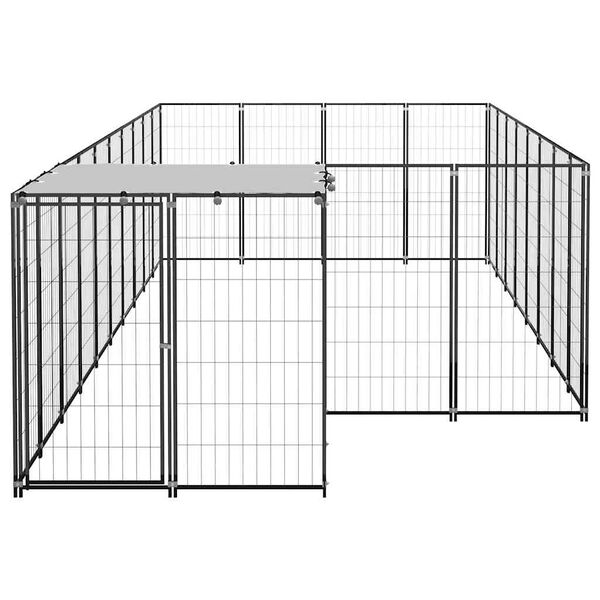 vidaXL Dog Kennel Black 10.89 m&sup2; Steel