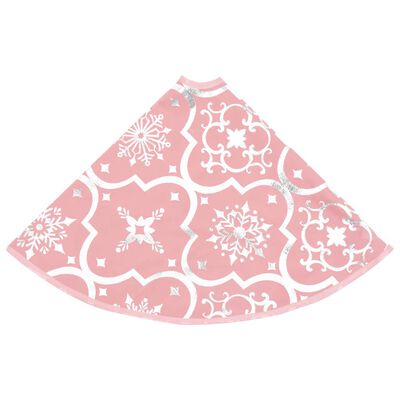 vidaXL Luxury Christmas Tree Skirt with Sock Pink 90 cm Fabric