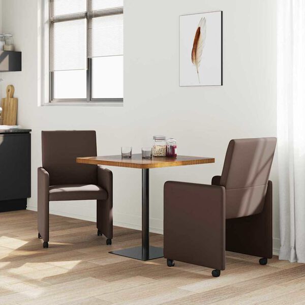 vidaXL Dining Chairs with Wheels 2 pcs Brown 57 x 66 x 94 cm