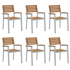 vidaXL Garden Chair 6 pcs Brown Solid Acacia Wood Stackable