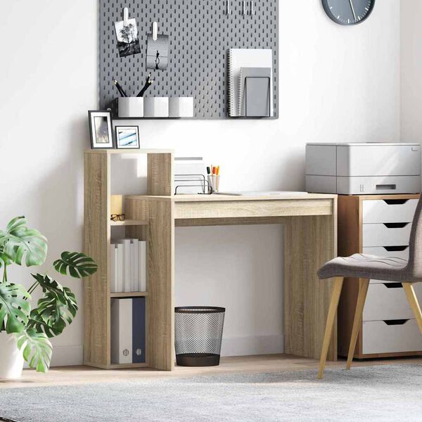 vidaXL Desk with Shelf Sonoma Oak 100 x 40 x 90 cm Engineered Wood