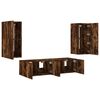 vidaXL 4 Piece TV Wall Units with LED Smoked Oak Engineered Wood
