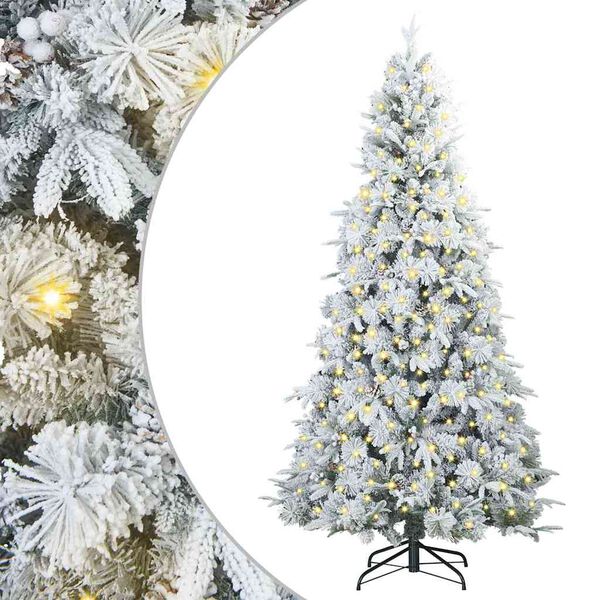 vidaXL Artificial Hinged Christmas Tree White 210 cm PE and PVC