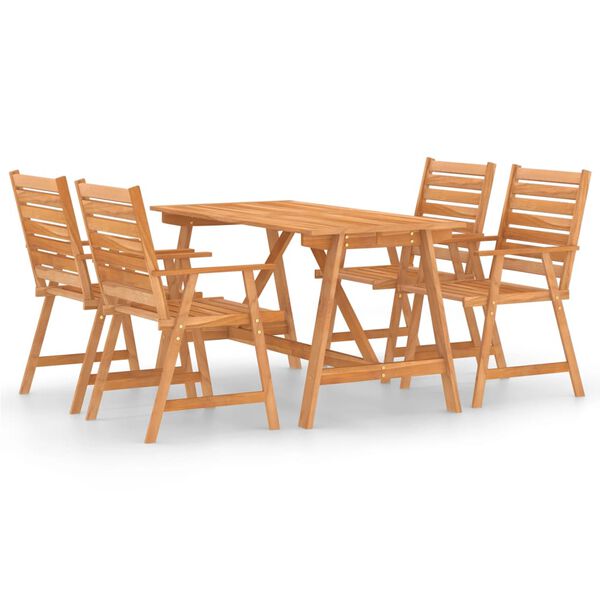 vidaXL 5 Piece Garden Dining Set Solid Acacia Wood