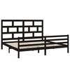 vidaXL Bed Frame without Mattress Black Solid Wood 200x200 cm (810454+814218)
