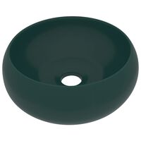vidaXL Luxury Wash Basin Round Matt Dark Green 40x15 cm Ceramic
