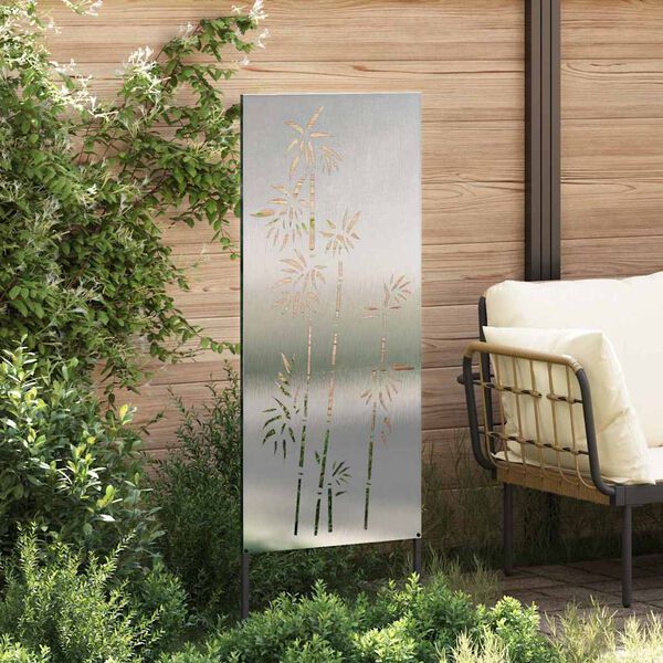 vidaXL Garden Privacy Screen Floral Silver 50 x 140 cm Stainless steel