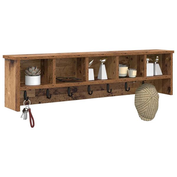 vidaXL Wall-Mounted Coat Rack with Shelf Old wood 100 x 16 x 26 cm