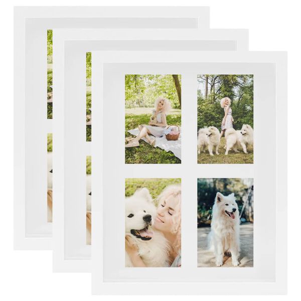 vidaXL 3D Box Photo Frames 3 pcs White 28x35 cm for 4x