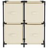 vidaXL Storage Cabinet with 4 Fabric Baskets Cream 63x30x71 cm Steel