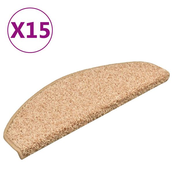 vidaXL Stair Mats 15 pcs 65x21x4 cm Gold Half Round Large