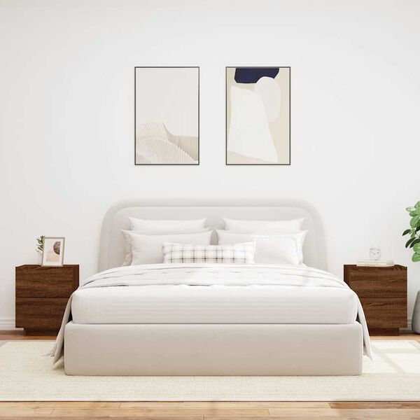 vidaXL Bedside Cabinets with LED Lights 2 pcs Brown Oak Engineered Wood