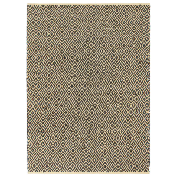 vidaXL Hand-woven Chindi Rug Leather Cotton 120x170 cm Black