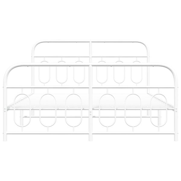 vidaXL Metal Bed Frame without Mattress with Footboard White 150x200cm