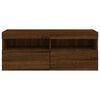 vidaXL TV Wall Cabinet with LED Lights Brown Oak 100x30x40 cm