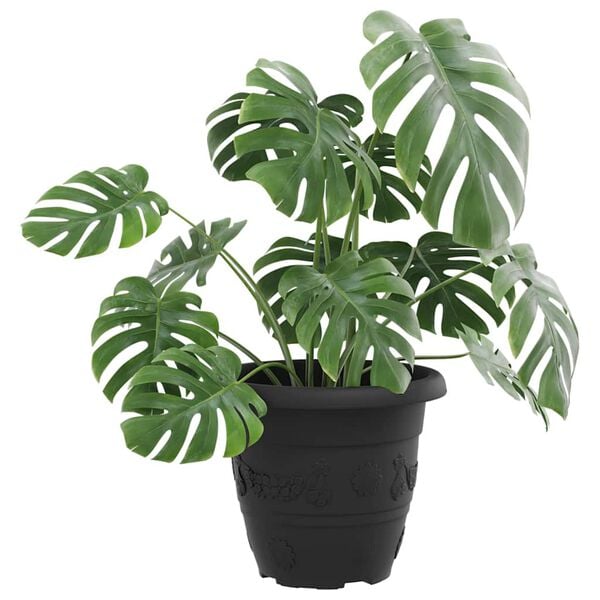 vidaXL Round Flower Pot 6 pcs Black &Oslash; 22 x 18 cm Plastic