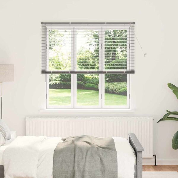 vidaXL Window Blind with Curtains Manual Silver Aluminium