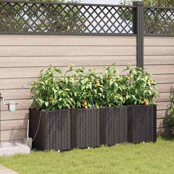 vidaXL Garden Planter 4 pcs Brown Plastic